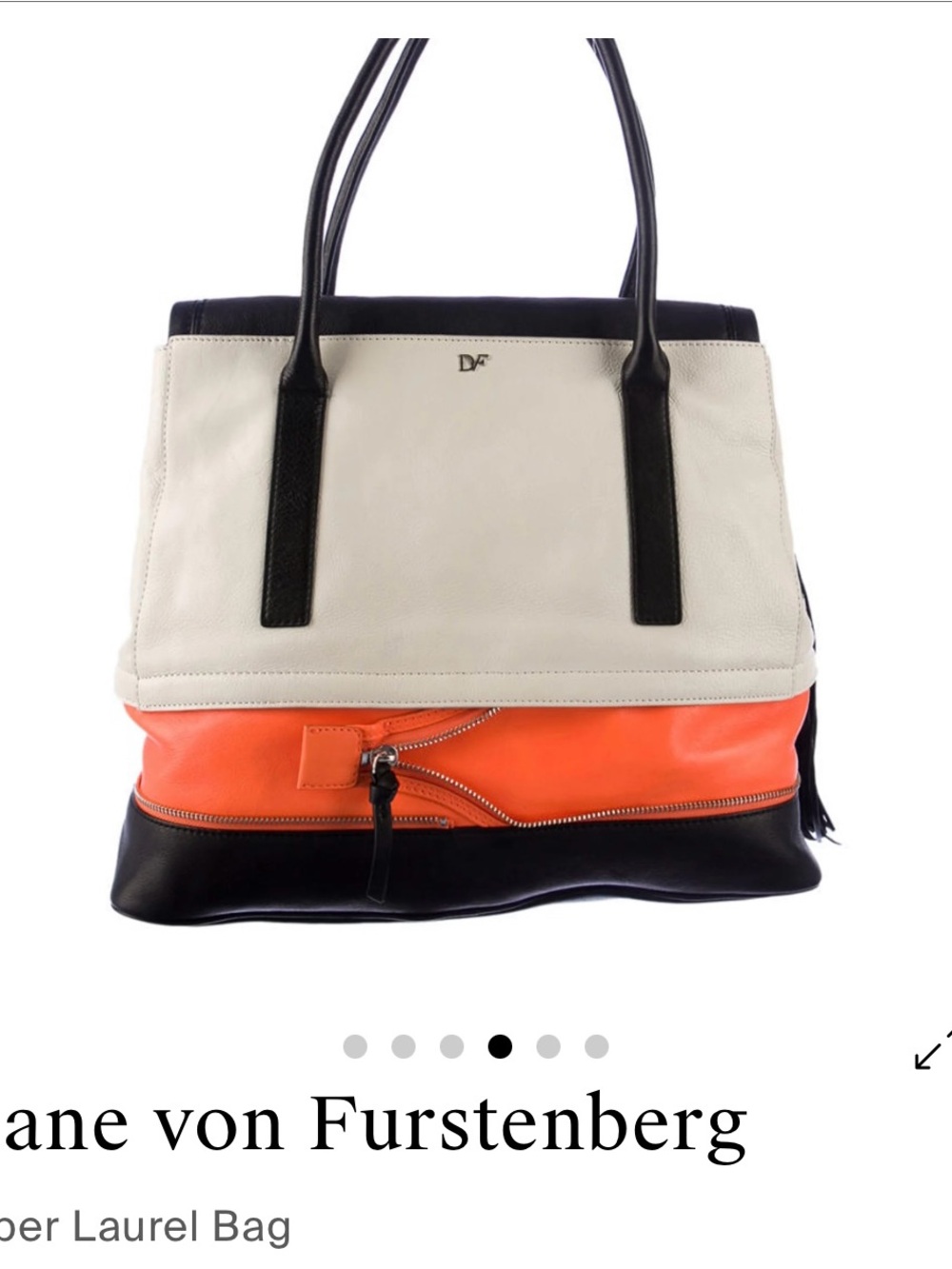 Diane Von Furstenberg Harper Laurel Bag White, Orange & Black Colorblock Leather